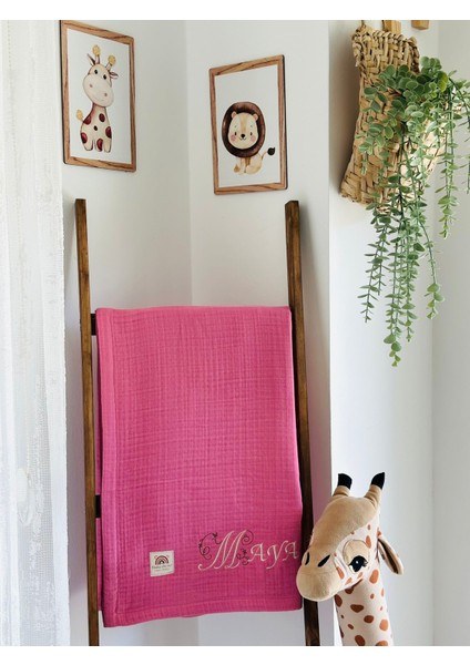 Ftbabycollection %100 Pamuk 4 Katlı Müslin Kişiselleştirilebilir Isim Nakışlı Bebek BATTANIYESI 100X110 CM fiyatları