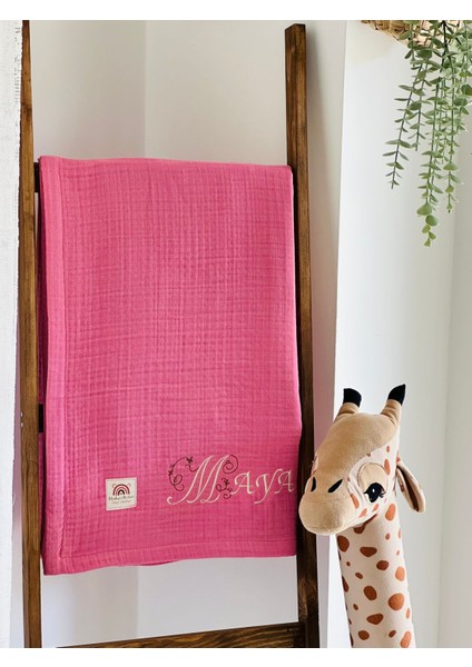 Ftbabycollection %100 Pamuk 4 Katlı Müslin Kişiselleştirilebilir Isim Nakışlı Bebek BATTANIYESI 100X110 CM modelleri