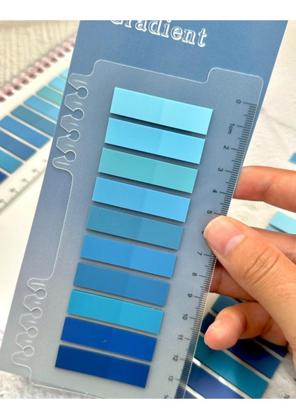 10 Renkli Cetvelli Soft Açık Mavi Tonlar Düz Kenar Şeffaf Pet Indeks Sticker/ındex Sticker/post-It fırsatları