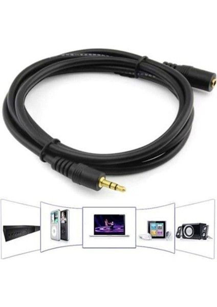 1.5 Metre 3.5mm Stereo Kulaklık Aux Ses Uzatma Kablosu 1.5 mt fırsatları