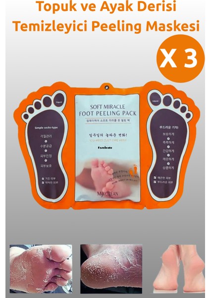 Mjkorean Miracle Foot Peeling Pack - Mjkorean Çorap Tipi Ayak Peeling Maskesi 3'li