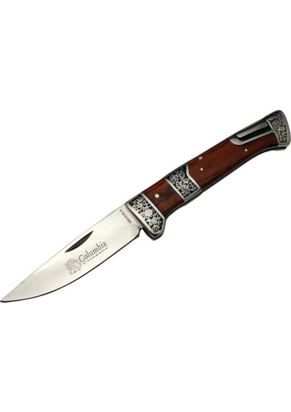MB3936A Kahverengi Av / Kamp Çakısı 20CM- Manuel, Işlemeli, Ahşap Sap