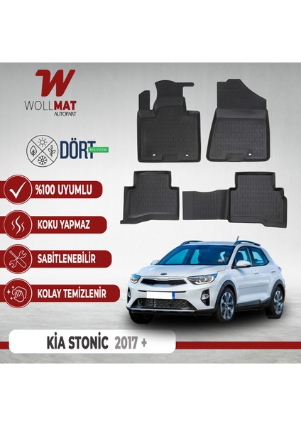 Kia Stonic Paspas 2017-2025 Uyumlu 3D Havuzlu Paspas Seti