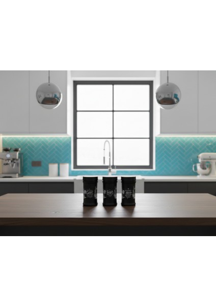 3’lü Siyah Şık Cam Kavanoz Seti – Çay, Kahve, Şeker ve Baharatlık Saklama Kabı 600 cc fiyatları