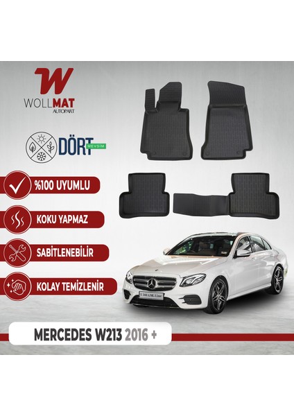 Mercedes E Serisi W213 Paspas 2014 2020 Arası 3D Havuzlu Paspas Seti