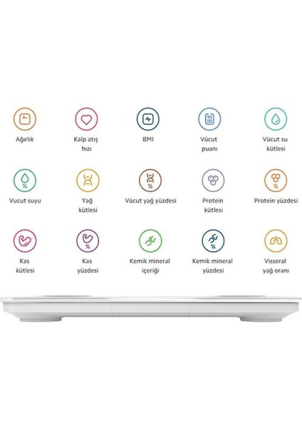 Akıllı Çift Frekanslı Bluetooth Vücut Ölçüm Baskülü Beyaz