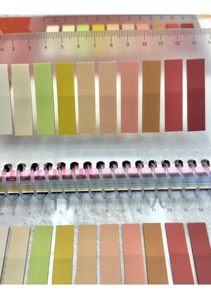 10 Renkli Cetvelli Soft Kırmızı Tonlar Düz Kenar Şeffaf Pet Indeks Sticker/ındex Sticker/post-It modelleri