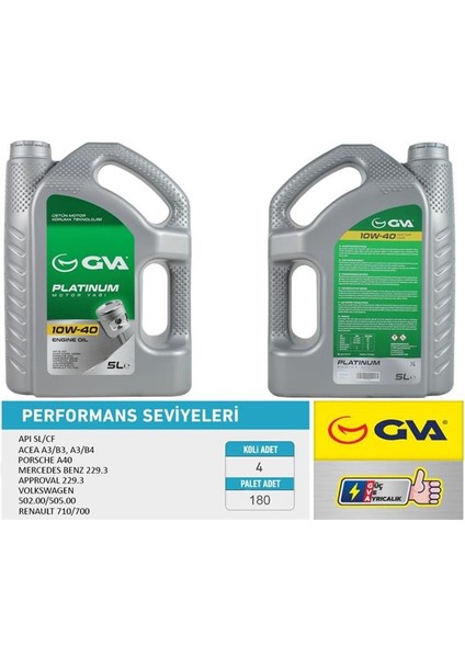 9920324 - Motor Yağı 10W40 5 Lt Platınum Yarı Sentetik Apı Sl/cf