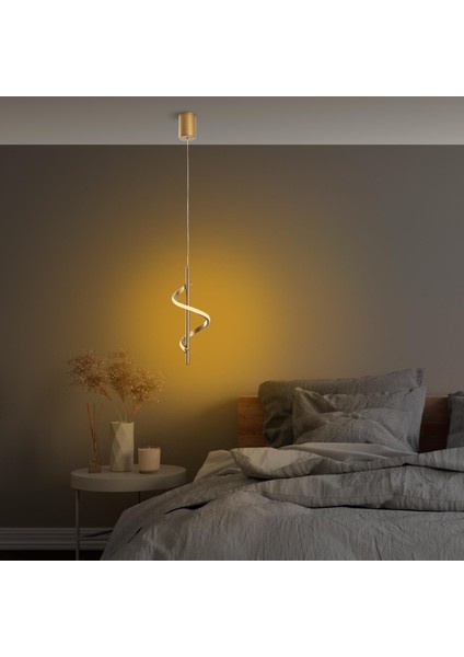 Modern Sarkıt Led'li Aplik Parlak Gold, Yatak Odası LED Aplik Aydınlatma 3000K Sarı Işık LIKMA-13519