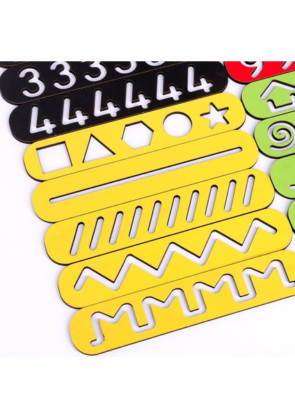 Dktt Ahşap Oyuncak Odası Montessori Çizim Seti, Ahşap Eğitici Çizgi Çalışmaları, Okul Öncesi eğitim seti modelleri