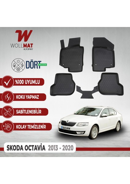 Skoda Octavia Paspas 2013 2019 Arası Uyumlu 3D Havuzlu Paspas Seti