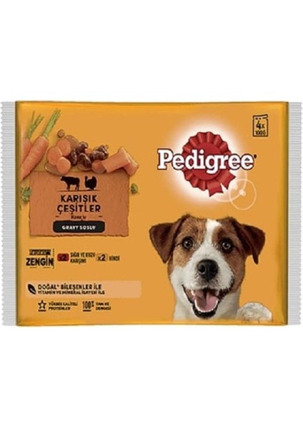 Gravy Soslu Karışık Etli Köpek Konservesi (4 x 100 Gr) 400GR (STT:07/2026)