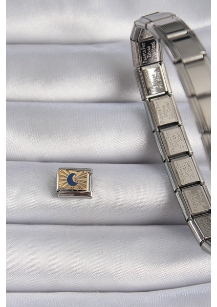 316L Çelik Gümüş Renk Gold Hilal Işlemeli Nomination Charm - TJ-BC1017 fiyatları