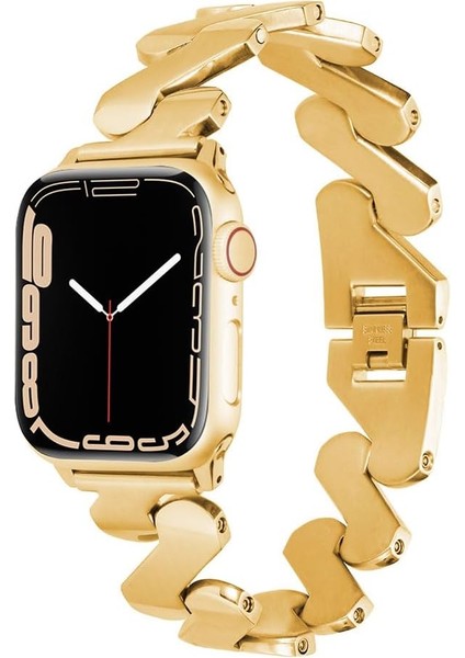 ​​​ Ile Uyumlu Watch Ultra 42/44/49MM Kordon Krd-80 Metal Strap Kayış Gold