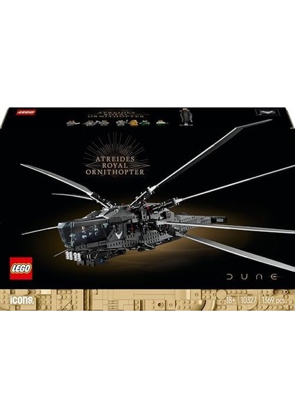 Icons Dune: Çöl Gezegeni Atreides Royal Ornithopter 10327 - Yetişkinler Için Koleksiyonluk Yaratıcı Model Yapım Seti, Doğum Günü Hediyesi Fikri (1369 Parça) modelleri