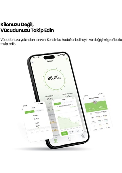 Akıllı Vücut Analiz Tartısı, Yağ, Kas, Sıvı Ölçer, Bluetooth, Siyah, Cam, Garantili modelleri