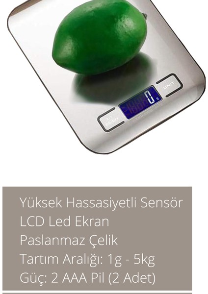 Gri Dijital Mutfak Tartısı, 1g-5kg, Paslanmaz Çelik, Hassas ve Dayanıklı modelleri