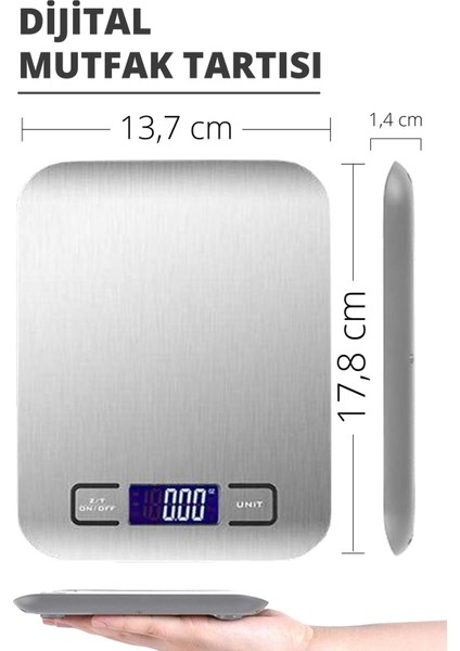 Gri Dijital Mutfak Tartısı, 1g-5kg, Paslanmaz Çelik, Hassas ve Dayanıklı fırsatları