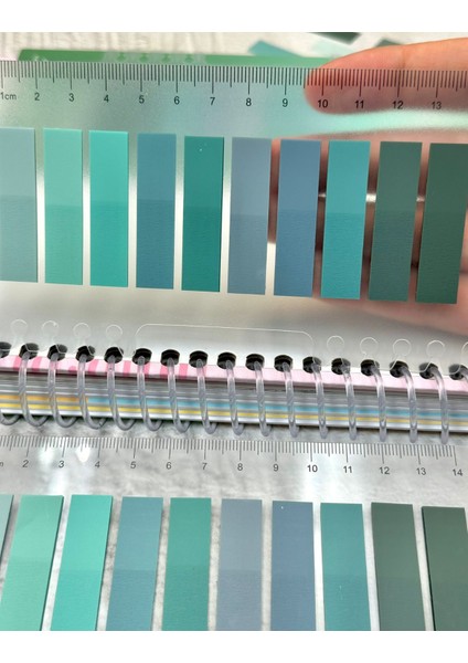 10 Renkli Cetvelli Soft Açık Yeşil Tonlar Düz Kenar Şeffaf Pet Indeks Sticker/ındex Sticker/post-It fırsatları