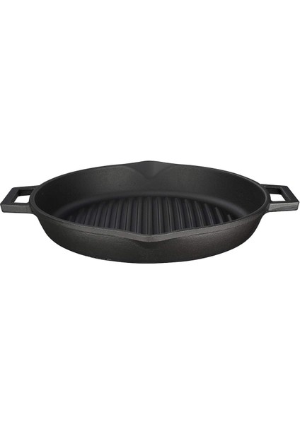 Döküm Yuvarlak Izgara Tava, Metal Kulplu, 30 cm