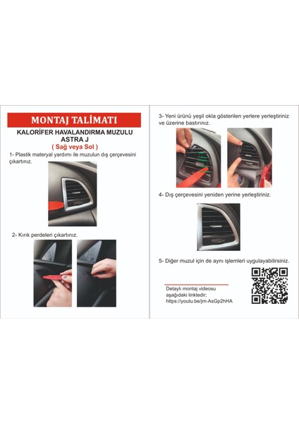 Opel Astra J Kalorifer Havalandırma Muzul Izgara Perdesi Sol