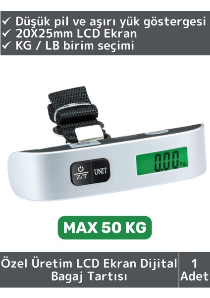 Taşınabilir Dijital Bagaj Tartısı, Çok Renkli, 50 kg Kapasite