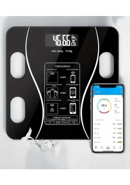 Çok Renkli Bluetooth Akıllı Tartı, Cam Malzeme, Elektronik ve Kişisel Bakım Için