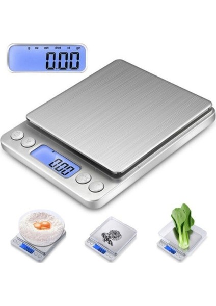 Dijital Hassas Tartı 2kg, Gri Renk, Plastik Malzeme, Resmi Garanti ile Kullanıma Hazır
