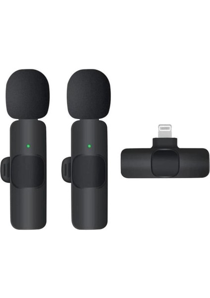 K9 Kablosuz Yaka Mikrofonu Lightning 2 Li Mini Mikrofon Youtube Tik Tok 2 Adet