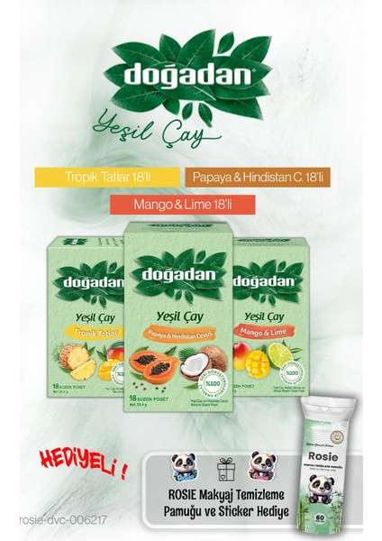 18'li Poşet Çaylar Papaya, Mango ve Tropik ve Rosie Pamuk