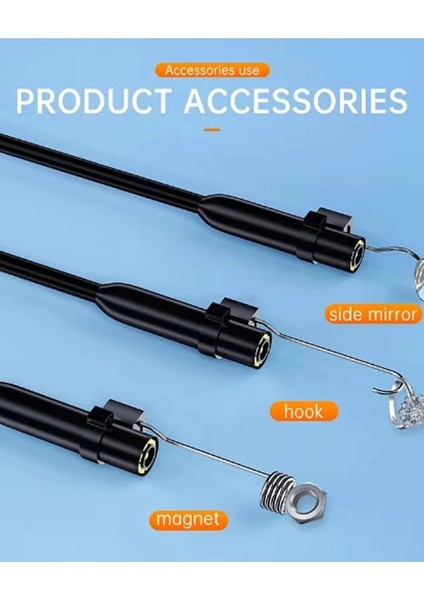5 Metre Endoskop Yılan Video Kamera Ios ve Android Uyumlu LED Li 8 mm Sert Kablo 2mp modelleri