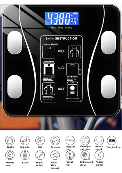 Bluetooth Tartı, Cam Tasarımı, Şık ve Kullanışlı, Siyah Renk, Garanti ile Güvenle Kullanılır indirimleri
