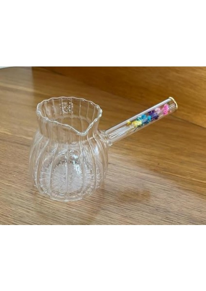 Cam Cezve, Isıya Dayanıklı, Dekoratif Çiçek Saplı, Şeffaf modelleri