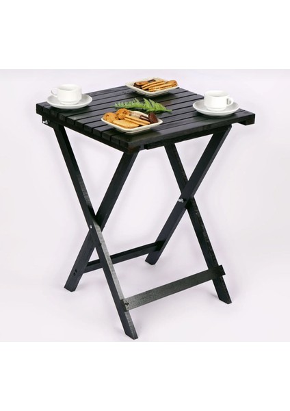 50X50CM Katlanır Masa Bistro Masa - Bahçe&balkon&teras&cafe Masası Siyah
