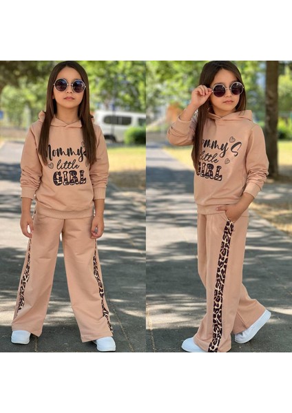 Leopar Desenli Kız Çocuk Ikili Takım - %100 Pamuklu