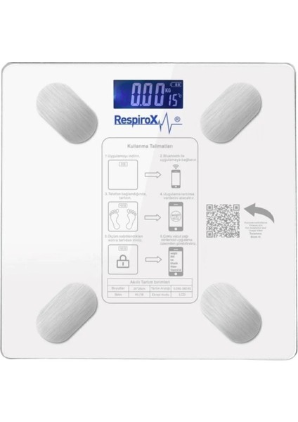 Akıllı Cam Tartı, Resmi Garantili, Şık ve Kullanışlı Beyaz Tasarım