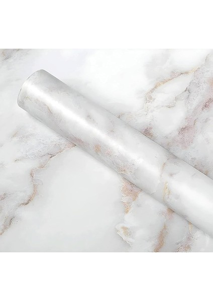 Mermer Desenli Kendinden Yapışkanlı Folyo 5 Metre, 60 Cm, Vinil, Kendindenyapışkanlı, Dekor Folyosu, Pencere Çıkartması, Pvc Çıkartma, Mobilya, Mutfak Dolabı, Granit (Beyaz Mermer Desenli)
