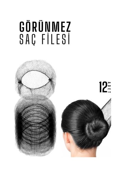 Siyah Saç Filesi Görünmez 12 Adet