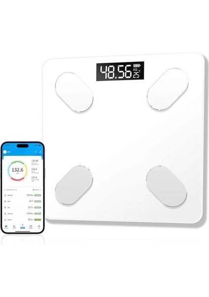Dijital Akıllı Tartı, Bluetooth Bağlantılı, Cam Yüzey, Kişisel Vücut Ölçüm Cihazı fiyatları