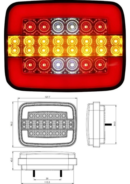 Neon LED Mf 275 24V Römork Sabit Sinyalli 202205 LED Stop Lambası 1 Adet