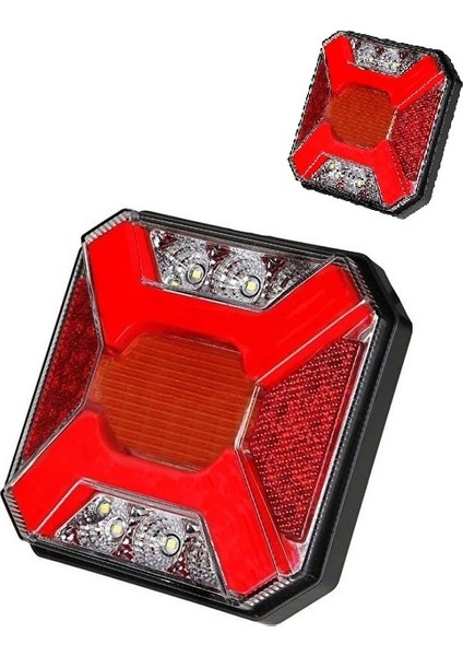 2 Adet Hamburger Neon Kare Stop Lambası 4 Fonksyonlu 12-24 Volt