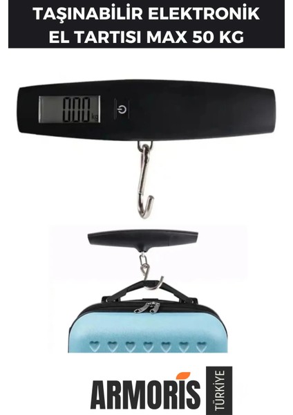 Dijital Taşınabilir Ağırlık Tartısı, 50 Kg, LCD Ekran, Çok Amaçlı, Siyah