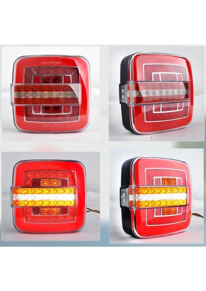 Kare Neon LED 7 Fonksiyonlu Düz Sinyalli Hamburger Stop Lambası 24V 202101-24V