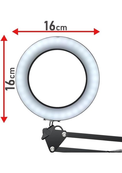 Kıskaçlı Yuvarlak Işık 6.3 Inç (16CM) Stüdyo Halka Işık ve Tripod Fotoğraf Makinesi Kamera Youtuber Twich Yayıncı Işığı - NB35 fiyatları