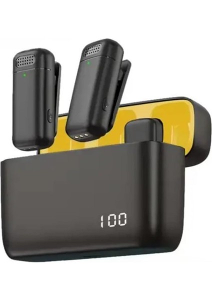 Yaka Mikrofonu Mikrofon Seti (2’li) - Lightning Girişli, Şarj Kutulu, Gürültü Engelleyici, Tak-Çalıştır, Vlog, Röportaj ve Canlı Yayın Için Uyumlu