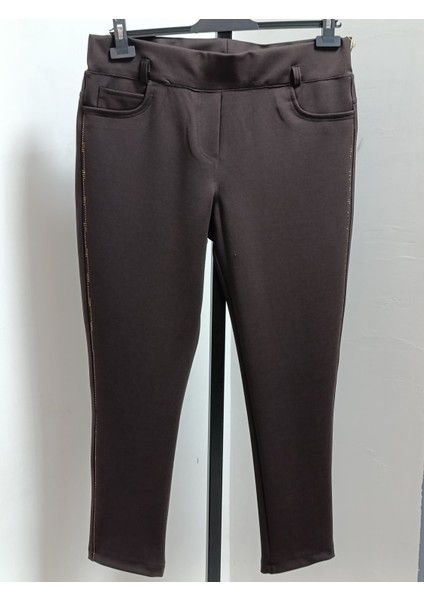 Büyük Beden Yanları Taşlı Likralı Toparlayıcı Ince Gösteren Dar Paça Bilek Boyda Punto Pantolon modelleri