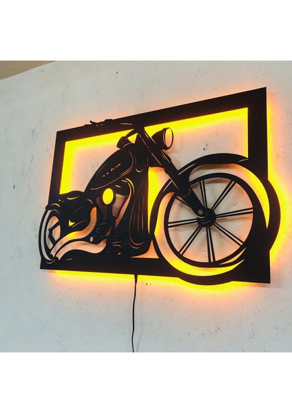 Motor Tutkunlarına Özel: Chopper Motosiklet LED Işıklı Mdf Duvar Dekoru