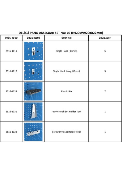 45.100.05 Dolapsan Metal Delikli Duvar Panosu fiyatları