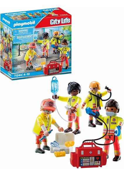71244 City Life Tıbbi Ekip, Playmobil Tıbbi Oyuncak, Acil Servis Oyuncak Seti, Doktor Oyuncağı, Acil Durum Ekibi, 4 Yaş ve Üzeri Çocuklar Için Uygun Kurtarma Oyuncak, Oyun Seti