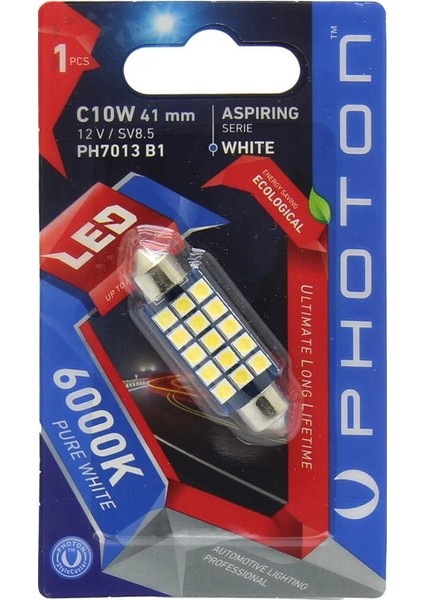 Photon C10W 12V Canbus 8'lı 41MM Sofit LED Plaka Tavan Kapı Içi Torpido Bagaj Aydınlatması Tekli Blister PH7013 B1 1 Adet